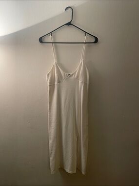 Forever 21 Ivory Slip Dress with Spaghetti Straps and Slit